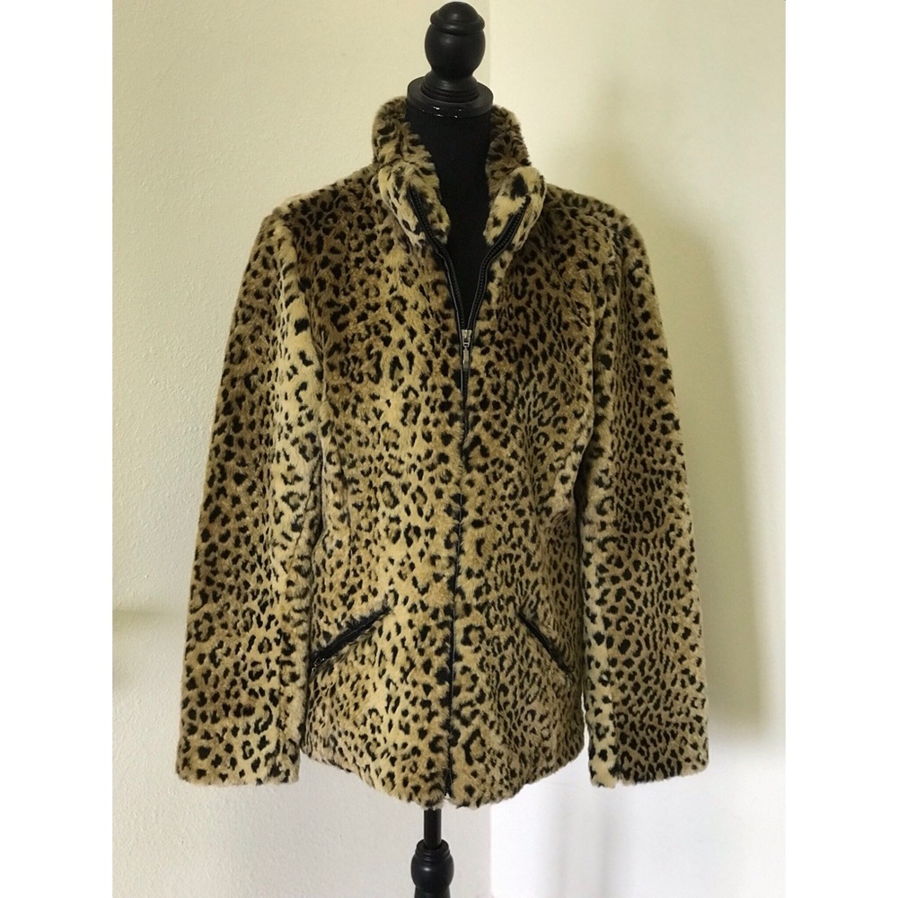 Faux leopard coat.